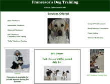 Tablet Screenshot of francescasdogtraining.com